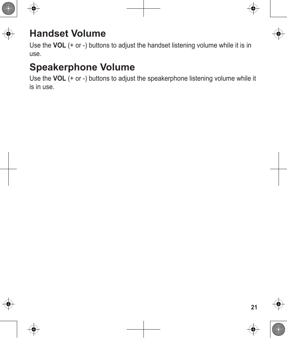 Handset volume, Speakerphone volume | Uniden 1380 User Manual | Page 21 / 44