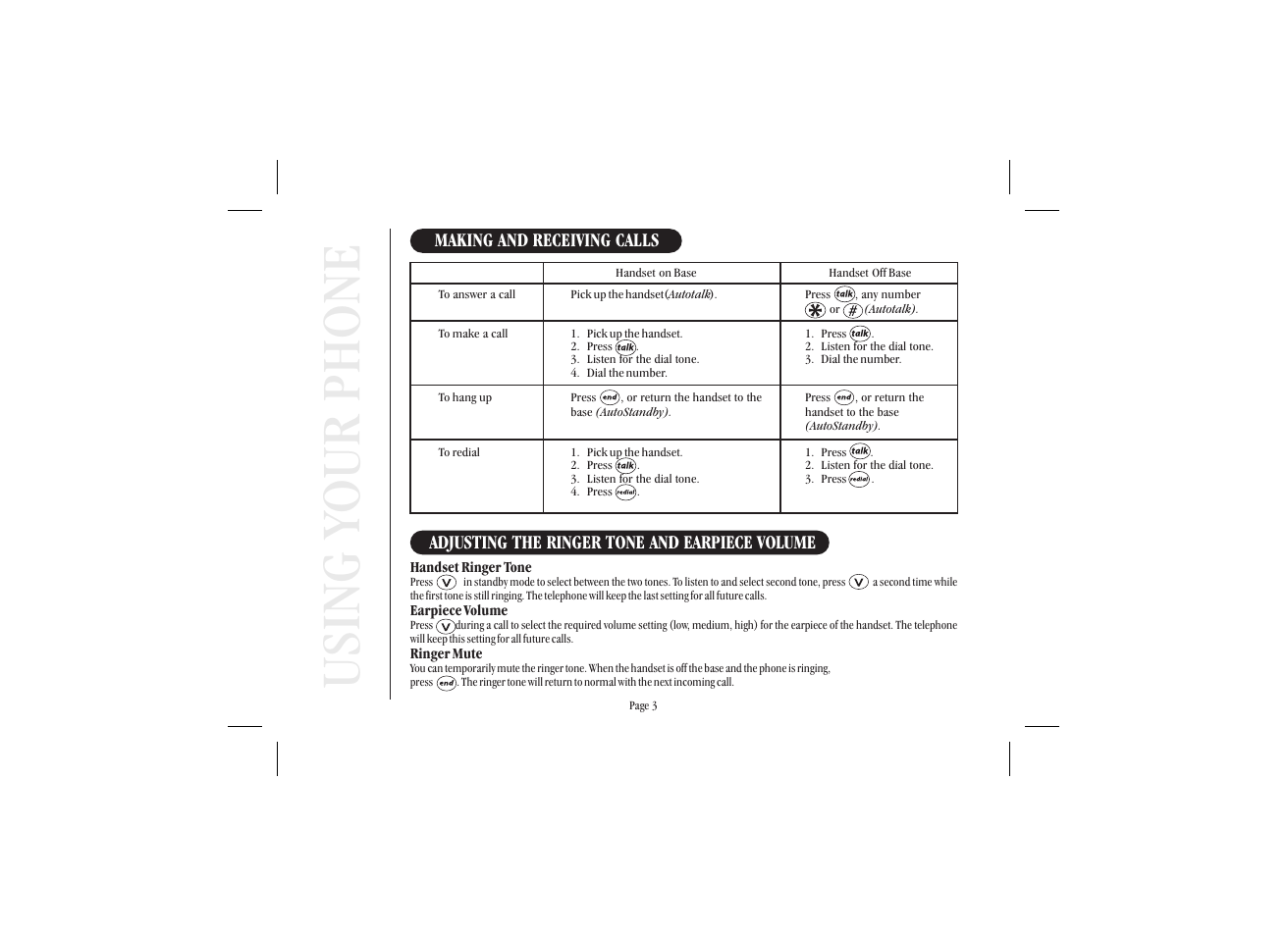 Using your phone | Uniden XS 910 User Manual | Page 7 / 12