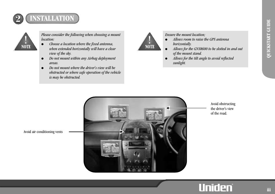 Installation | Uniden GNS8600 User Manual | Page 5 / 40