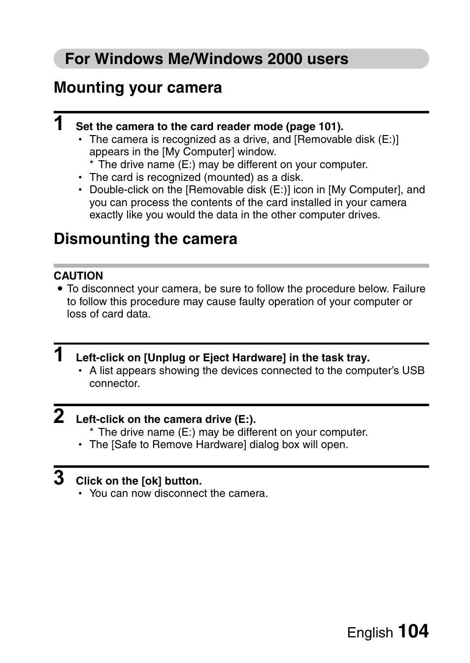 Dismounting the camera | Uniden UDC-7M User Manual | Page 110 / 140