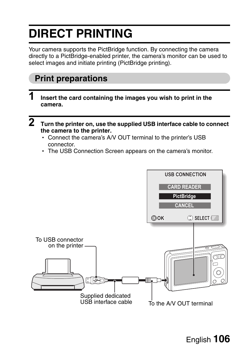 Direct printing, Print preparations, English | Uniden UDC-7M User Manual | Page 112 / 140