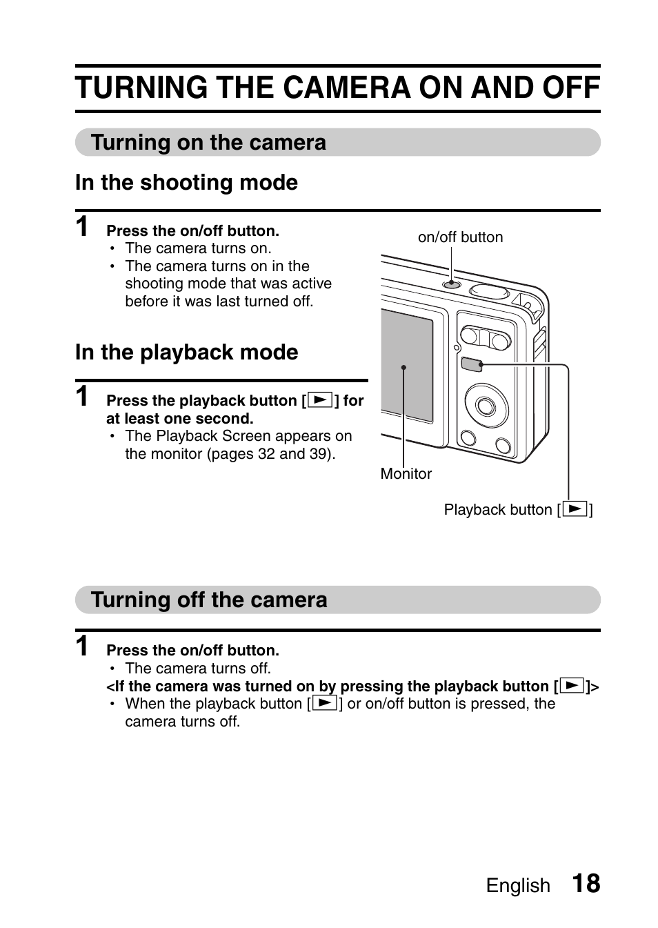 Turning the camera on and off | Uniden UDC-7M User Manual | Page 24 / 140