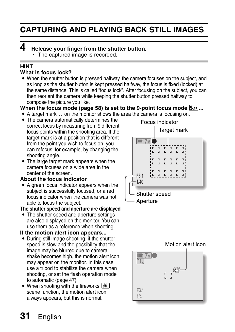 Capturing and playing back still images, English | Uniden UDC-7M User Manual | Page 37 / 140