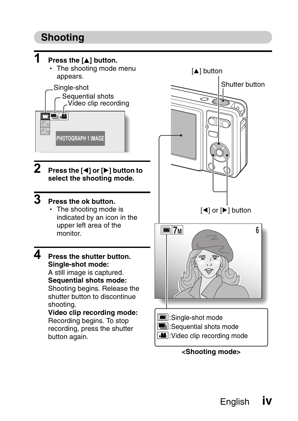Shooting | Uniden UDC-7M User Manual | Page 5 / 140