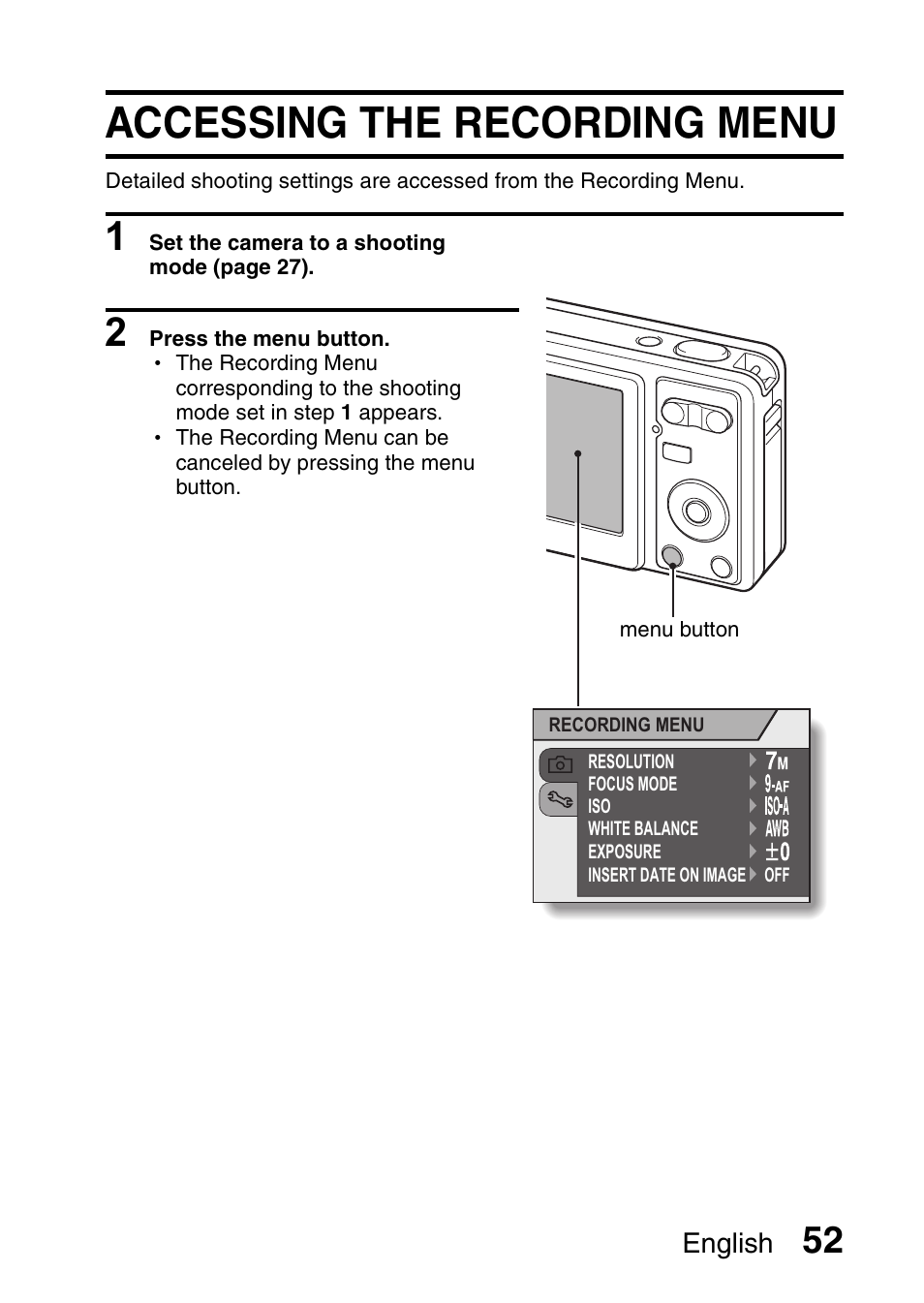 Accessing the recording menu | Uniden UDC-7M User Manual | Page 58 / 140