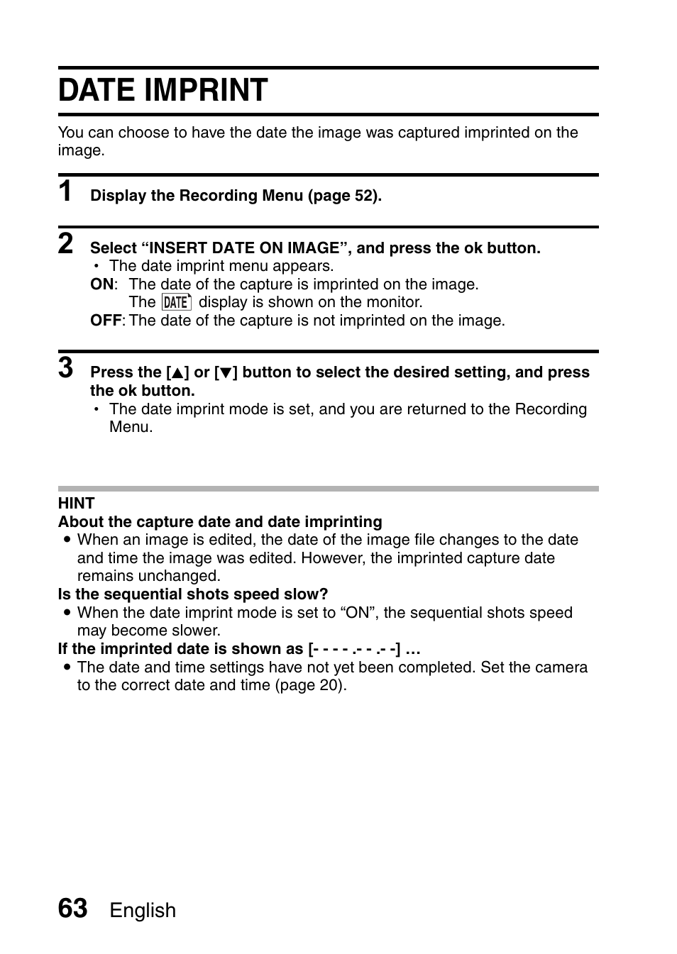 Date imprint | Uniden UDC-7M User Manual | Page 69 / 140