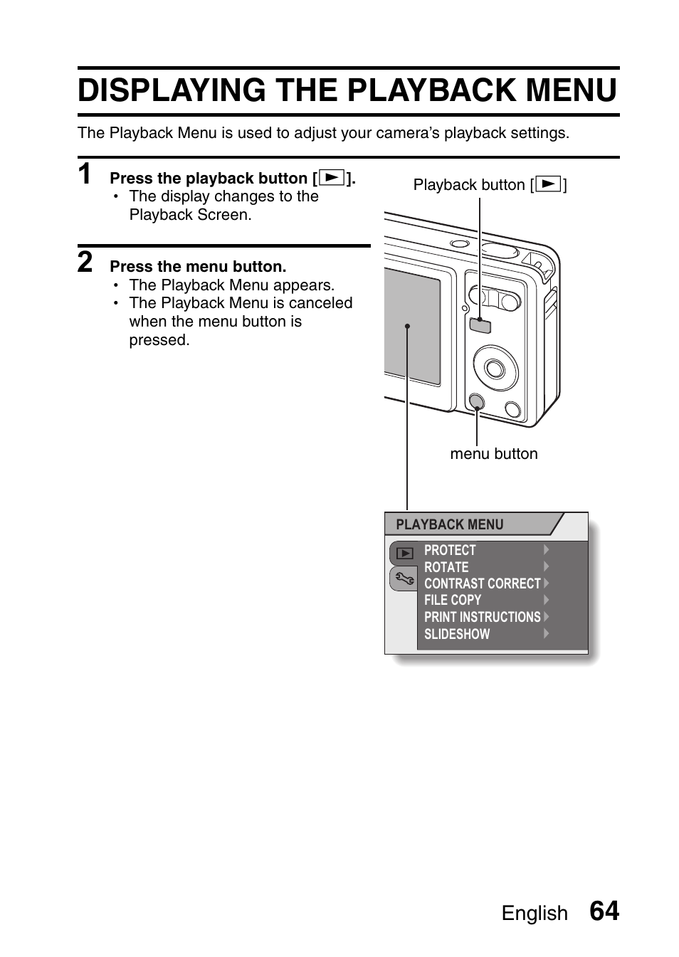 Displaying the playback menu | Uniden UDC-7M User Manual | Page 70 / 140