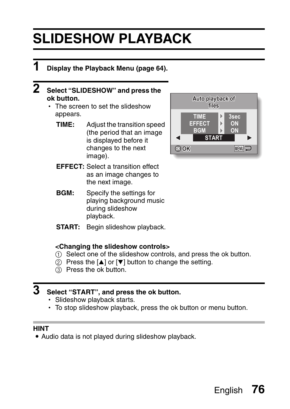 Slideshow playback, English | Uniden UDC-7M User Manual | Page 82 / 140
