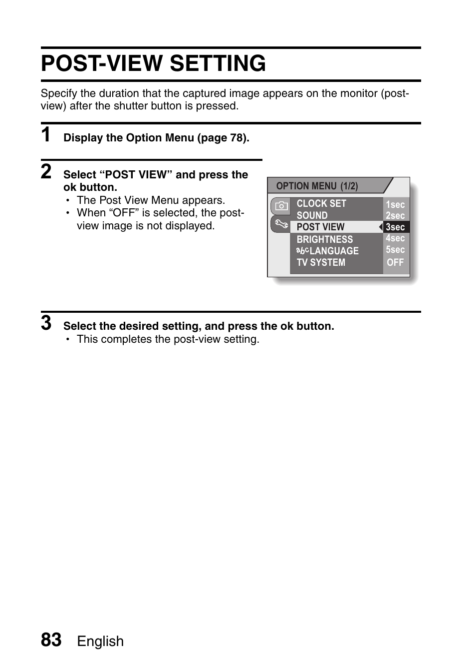 Post-view setting | Uniden UDC-7M User Manual | Page 89 / 140