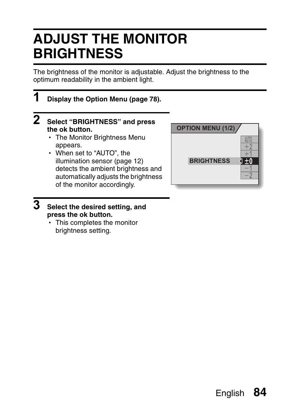 Adjust the monitor brightness | Uniden UDC-7M User Manual | Page 90 / 140