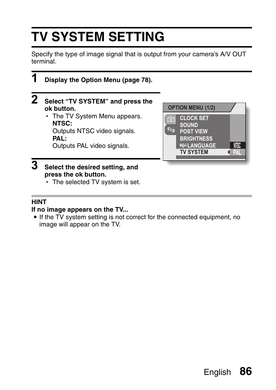 Tv system setting | Uniden UDC-7M User Manual | Page 92 / 140