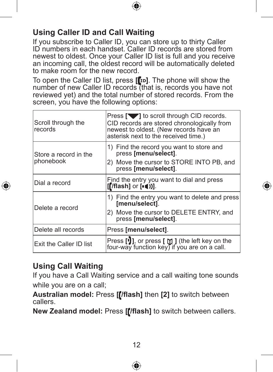 Using caller id and call waiting, Using call waiting | Uniden DSS8905 User Manual | Page 13 / 24