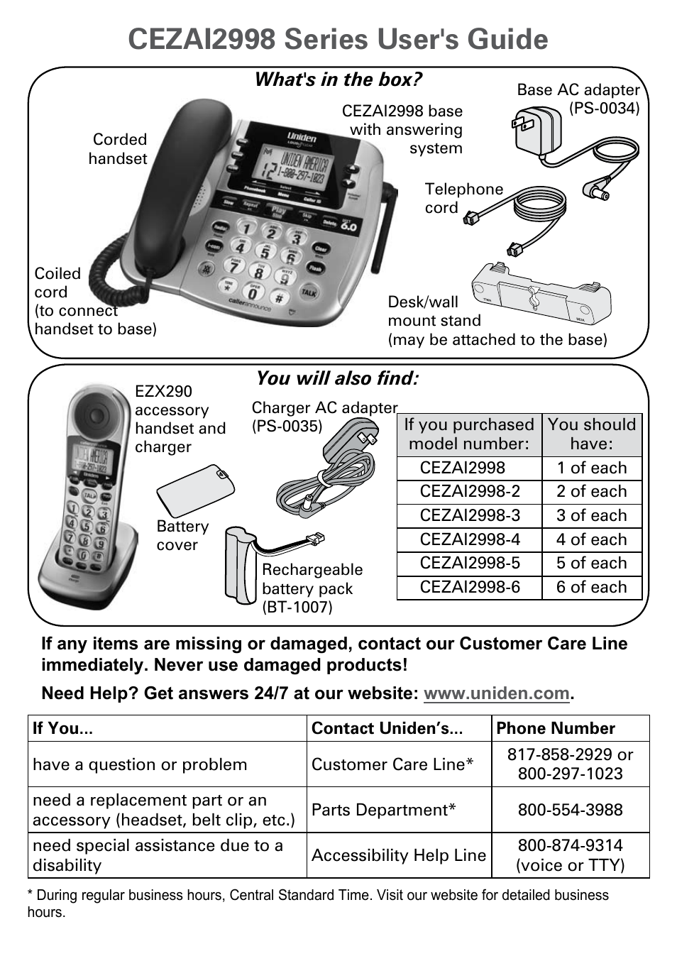 Uniden CEZAI2998 User Manual | 36 pages