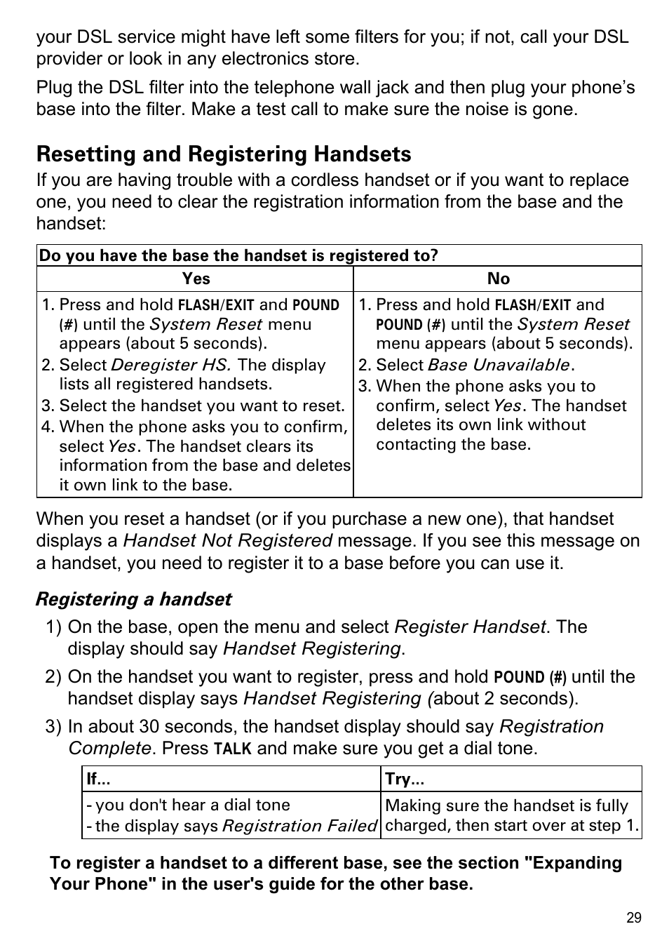 Resetting and registering handsets | Uniden CEZAI2998 User Manual | Page 31 / 36