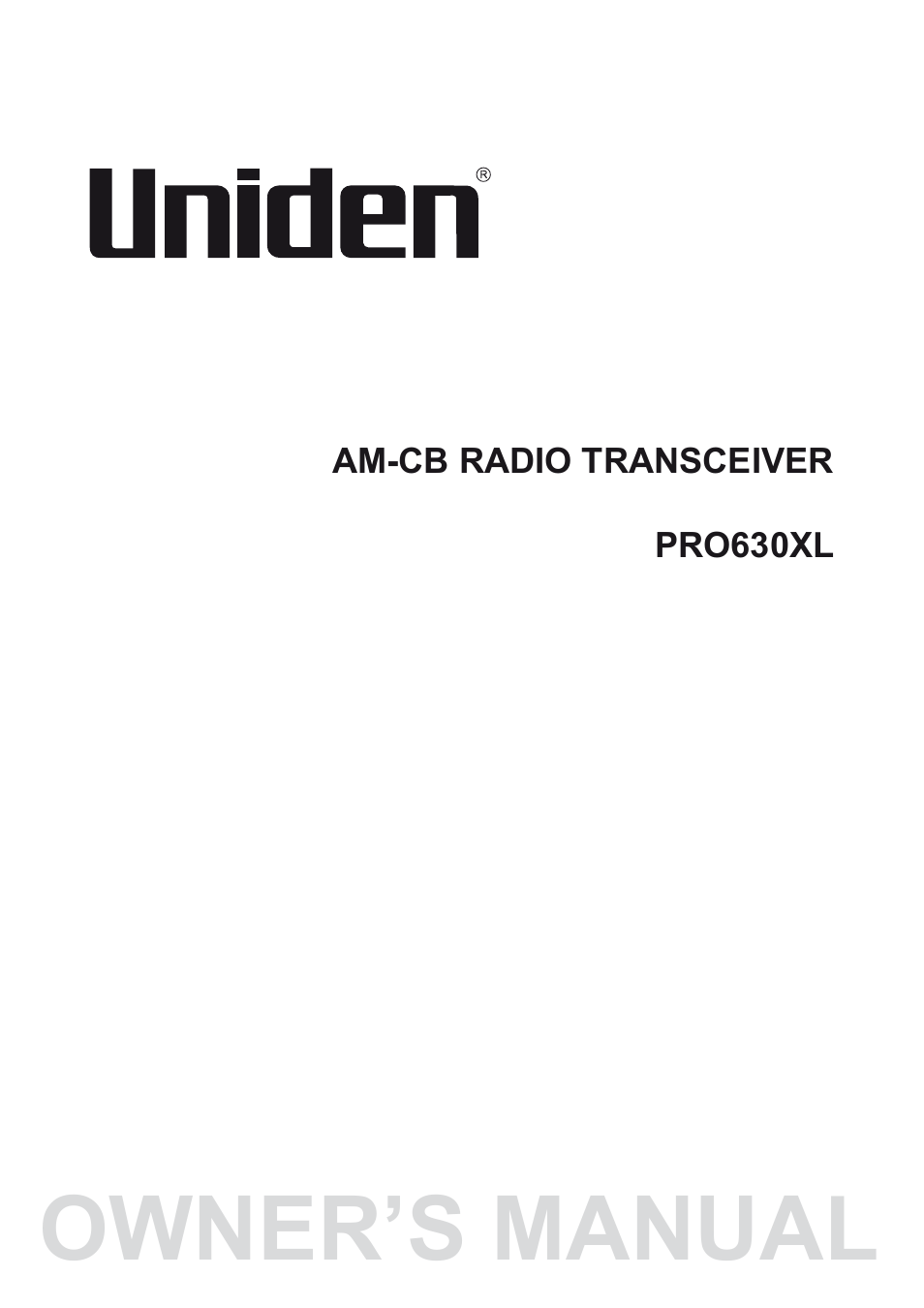 Uniden PRO630XL User Manual | 28 pages