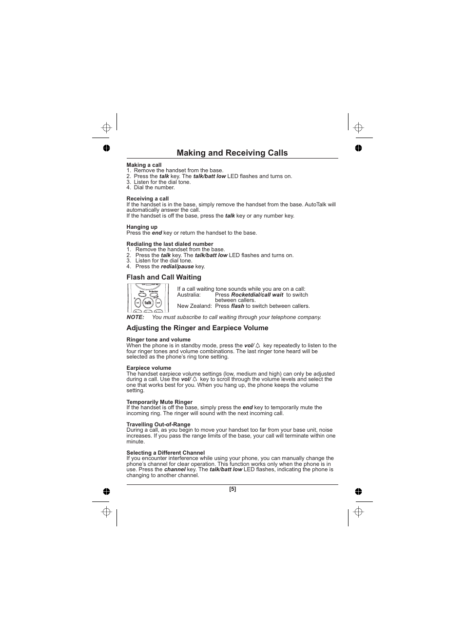 Making and receiving calls | Uniden XS1210 User Manual | Page 6 / 12