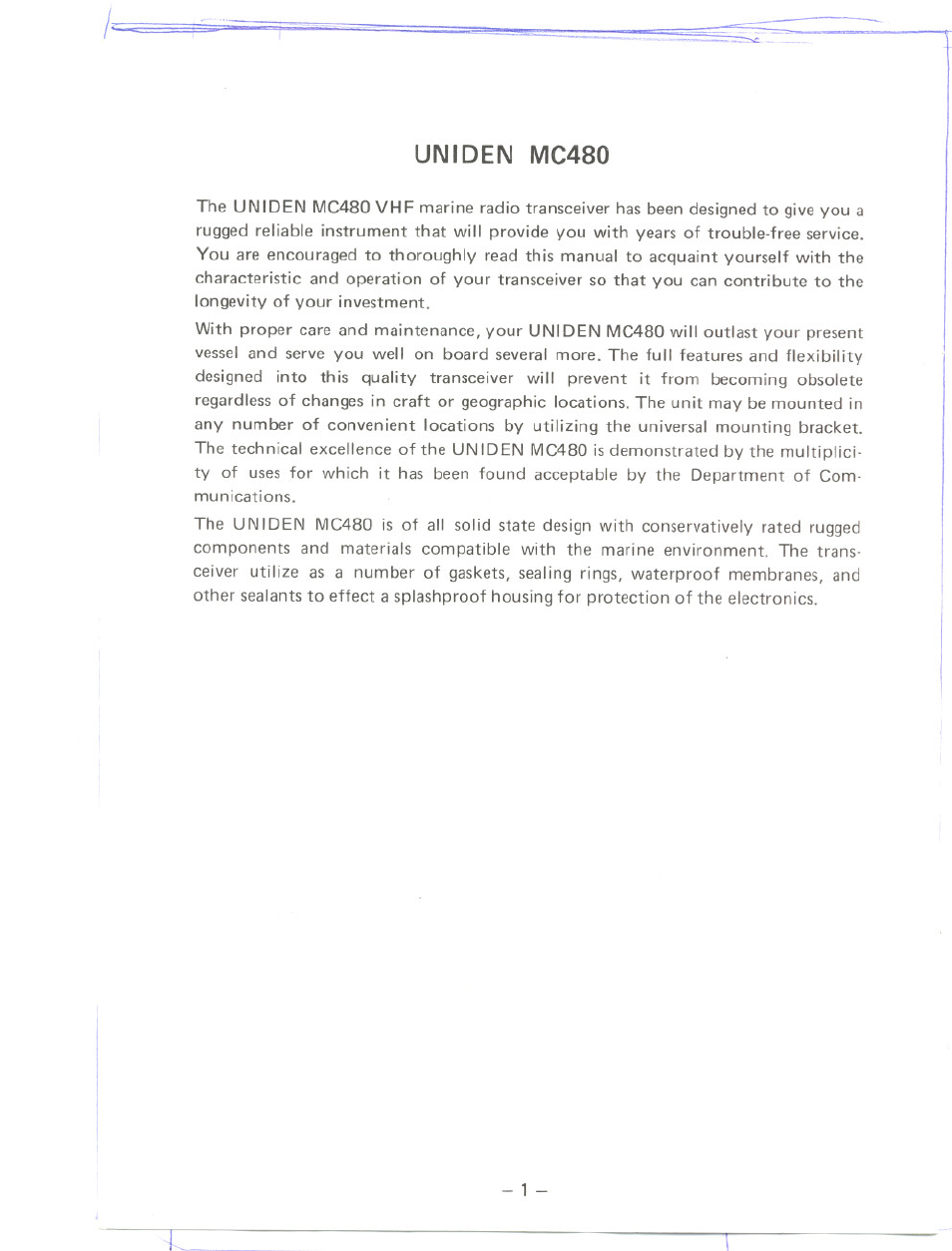 Umiden mc480 | Uniden MC480 User Manual | Page 2 / 12