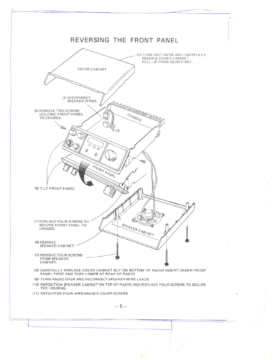 Reversing the front panel | Uniden MC480 User Manual | Page 6 / 12