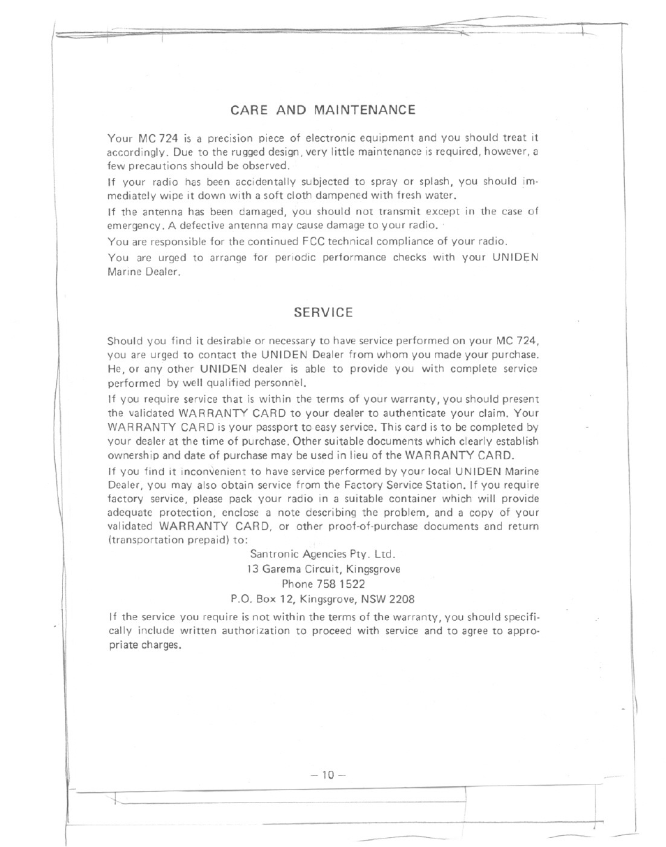 Uniden MC 724 User Manual | Page 11 / 12