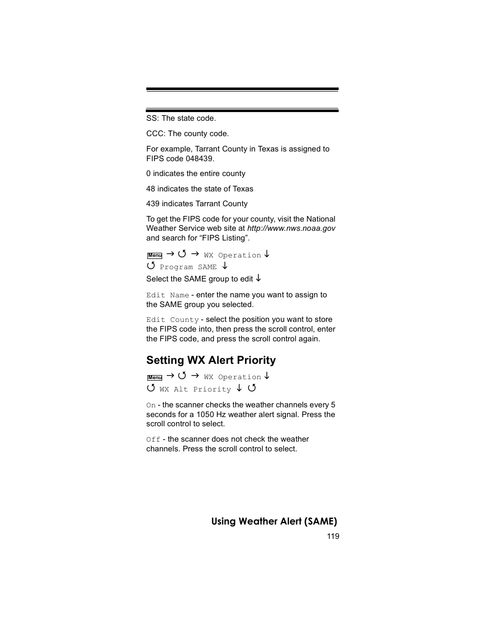 Setting wx alert priority | Uniden BR330T User Manual | Page 119 / 156