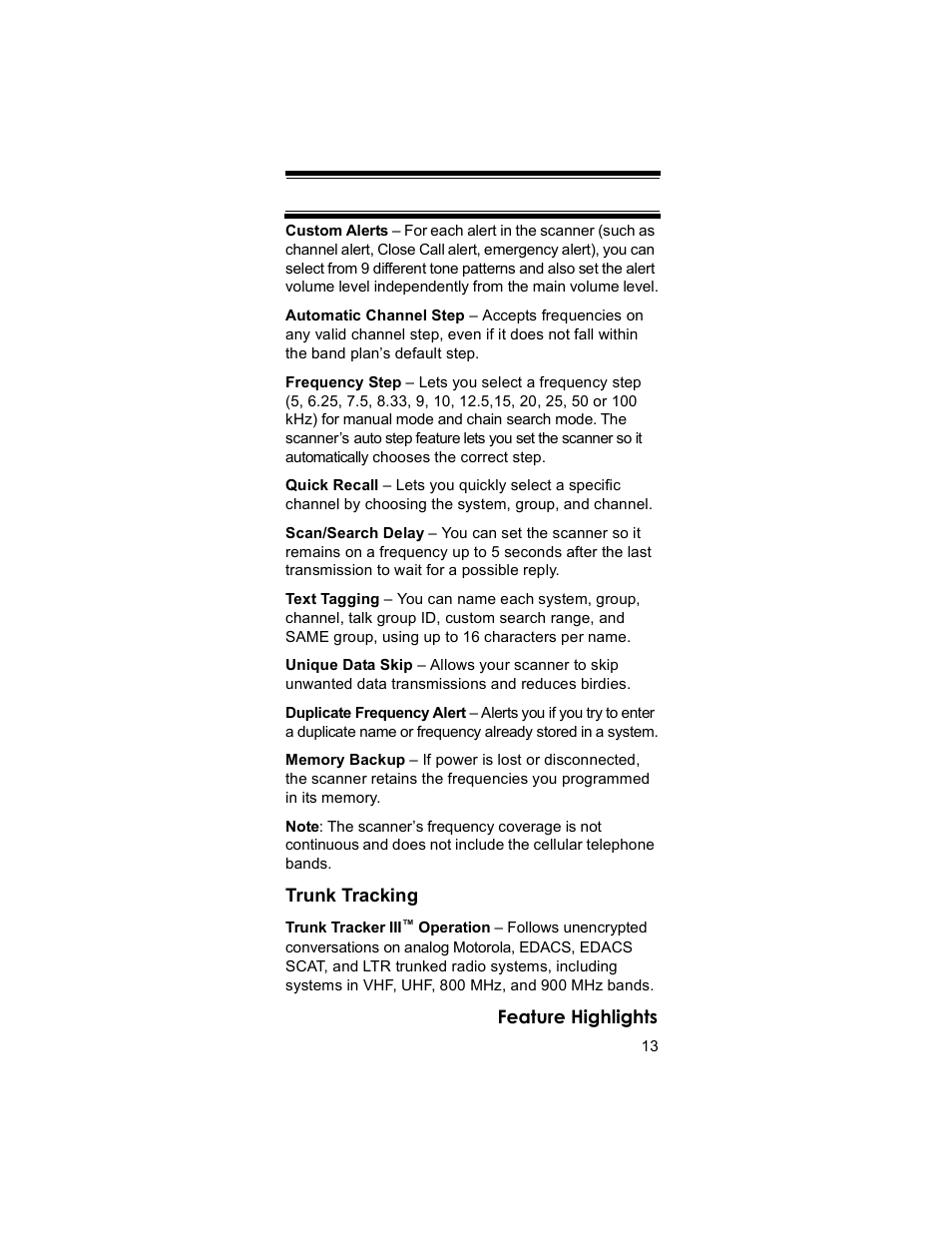 Uniden BR330T User Manual | Page 13 / 156