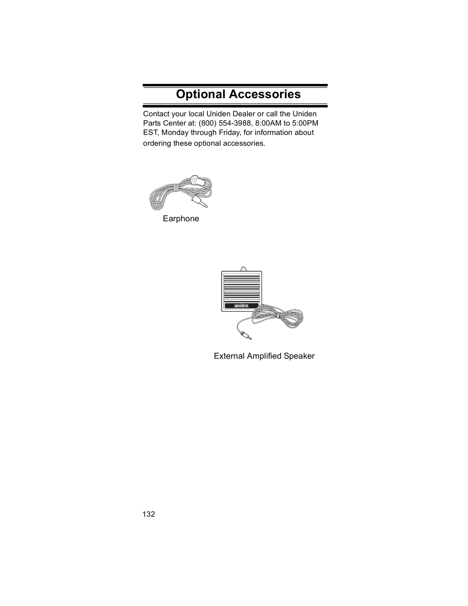Optional accessories | Uniden BR330T User Manual | Page 132 / 156