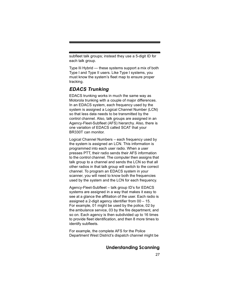 Edacs trunking | Uniden BR330T User Manual | Page 27 / 156