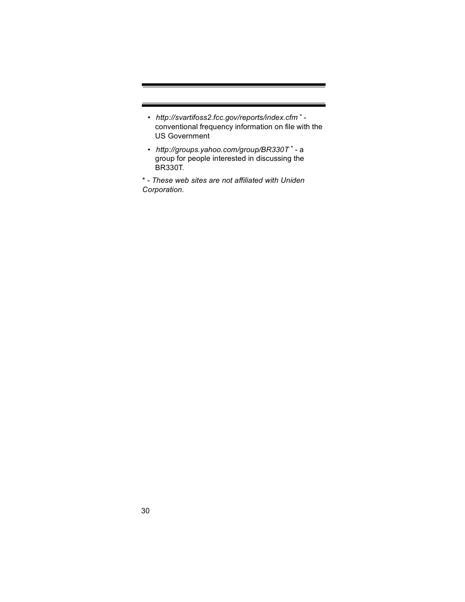 Uniden BR330T User Manual | Page 30 / 156