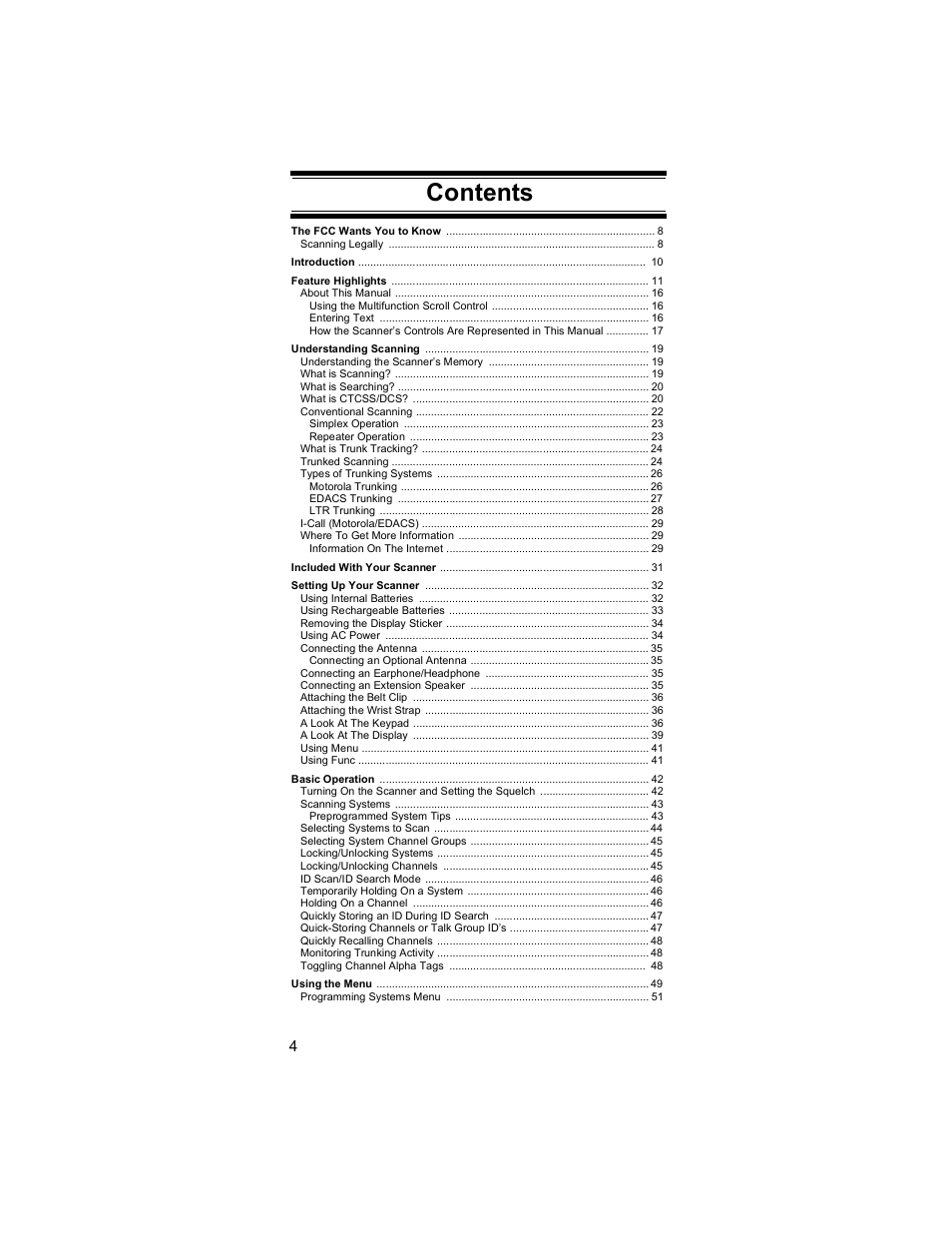 Uniden BR330T User Manual | Page 4 / 156