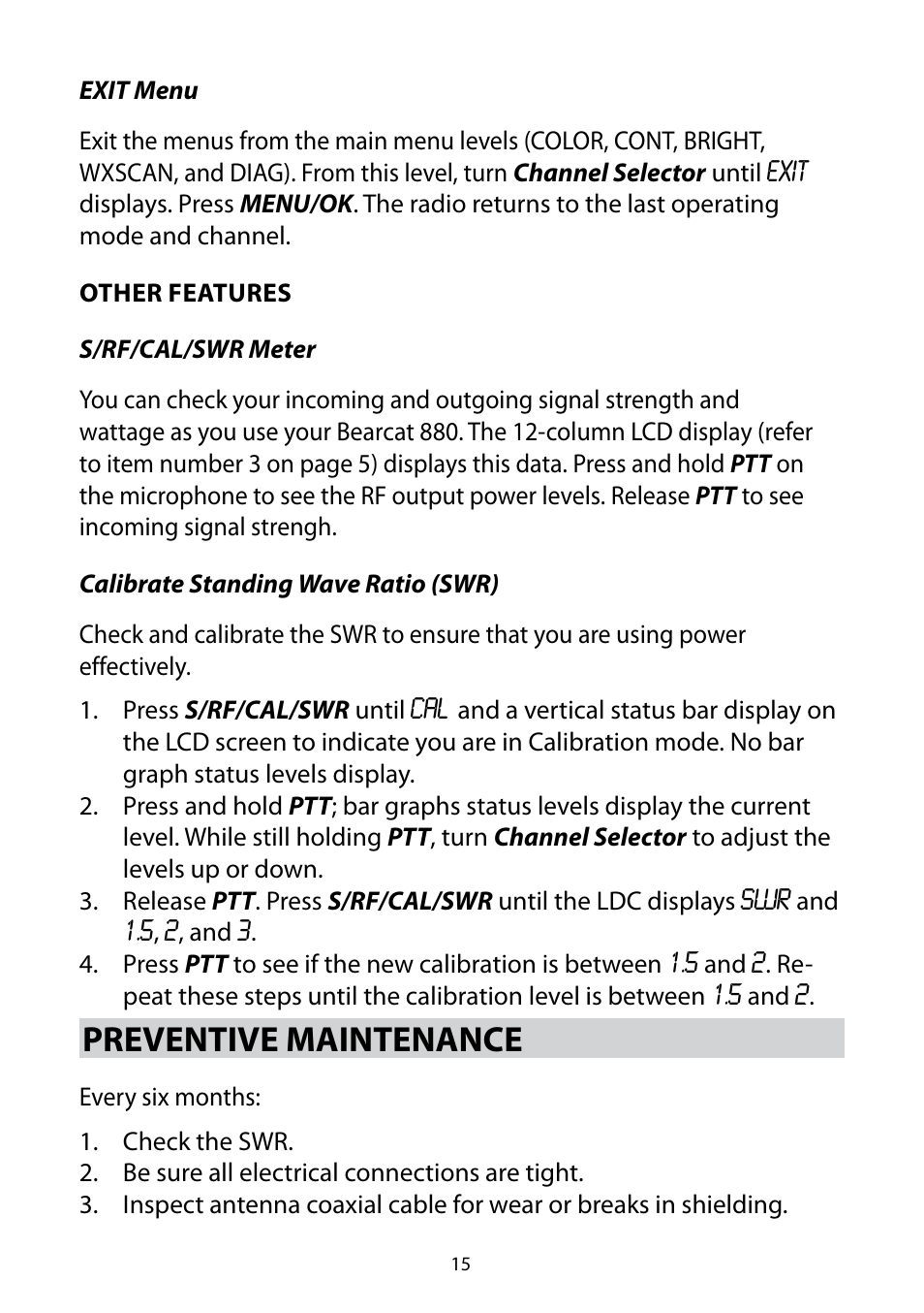 Preventive maintenance | Uniden 880 User Manual | Page 15 / 22