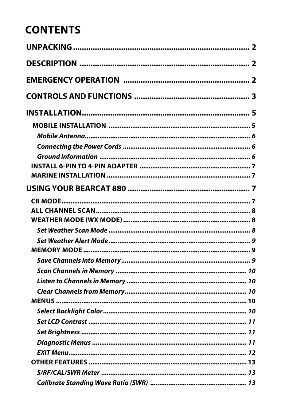 Uniden 880 User Manual | Page 2 / 22