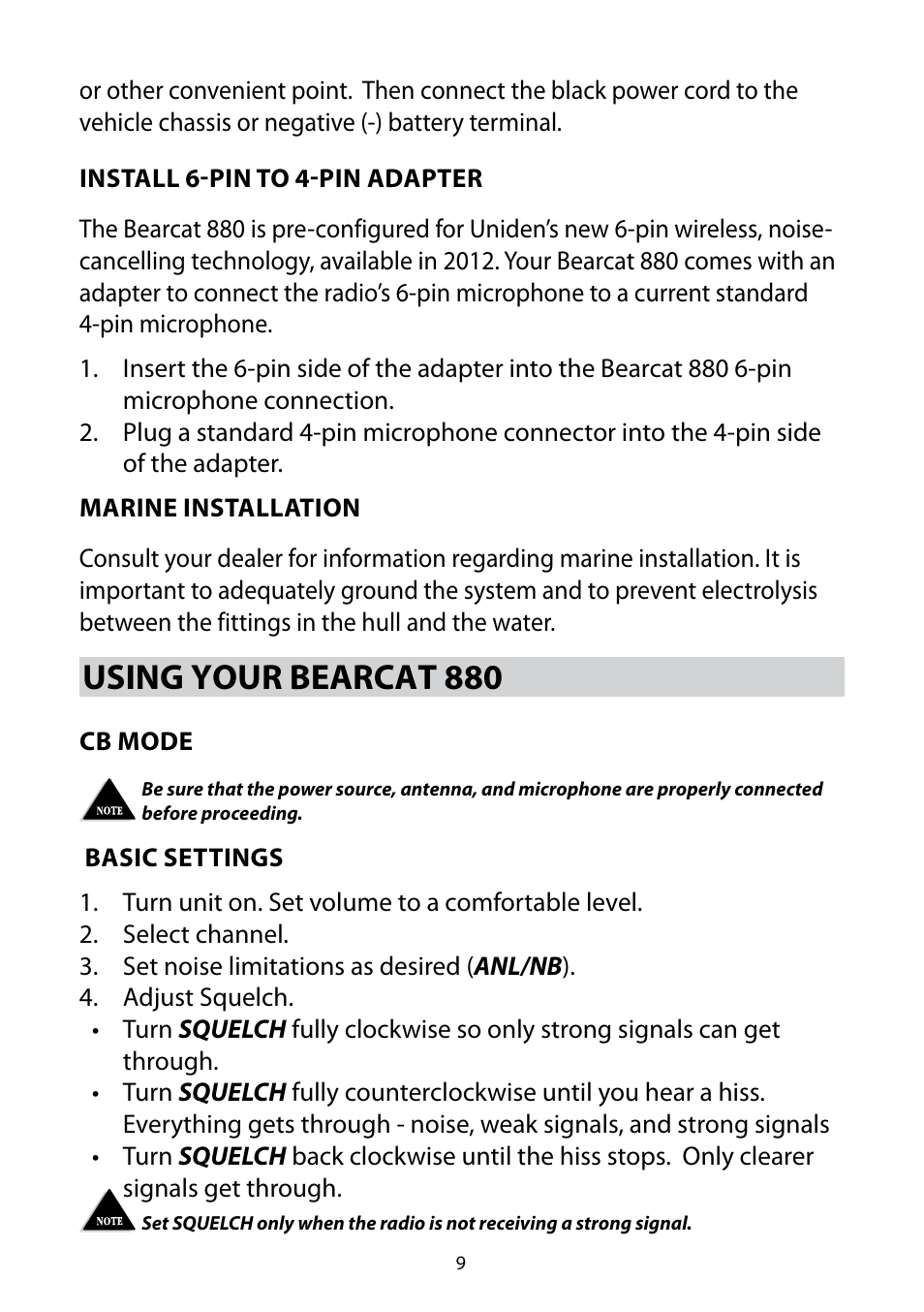 Using your bearcat 880 | Uniden 880 User Manual | Page 9 / 22