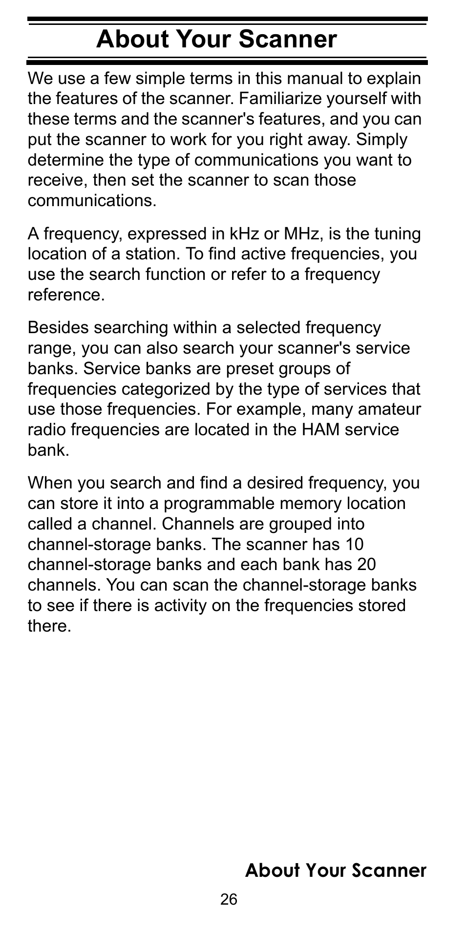 About your scanner | Uniden BC92XLT User Manual | Page 26 / 64