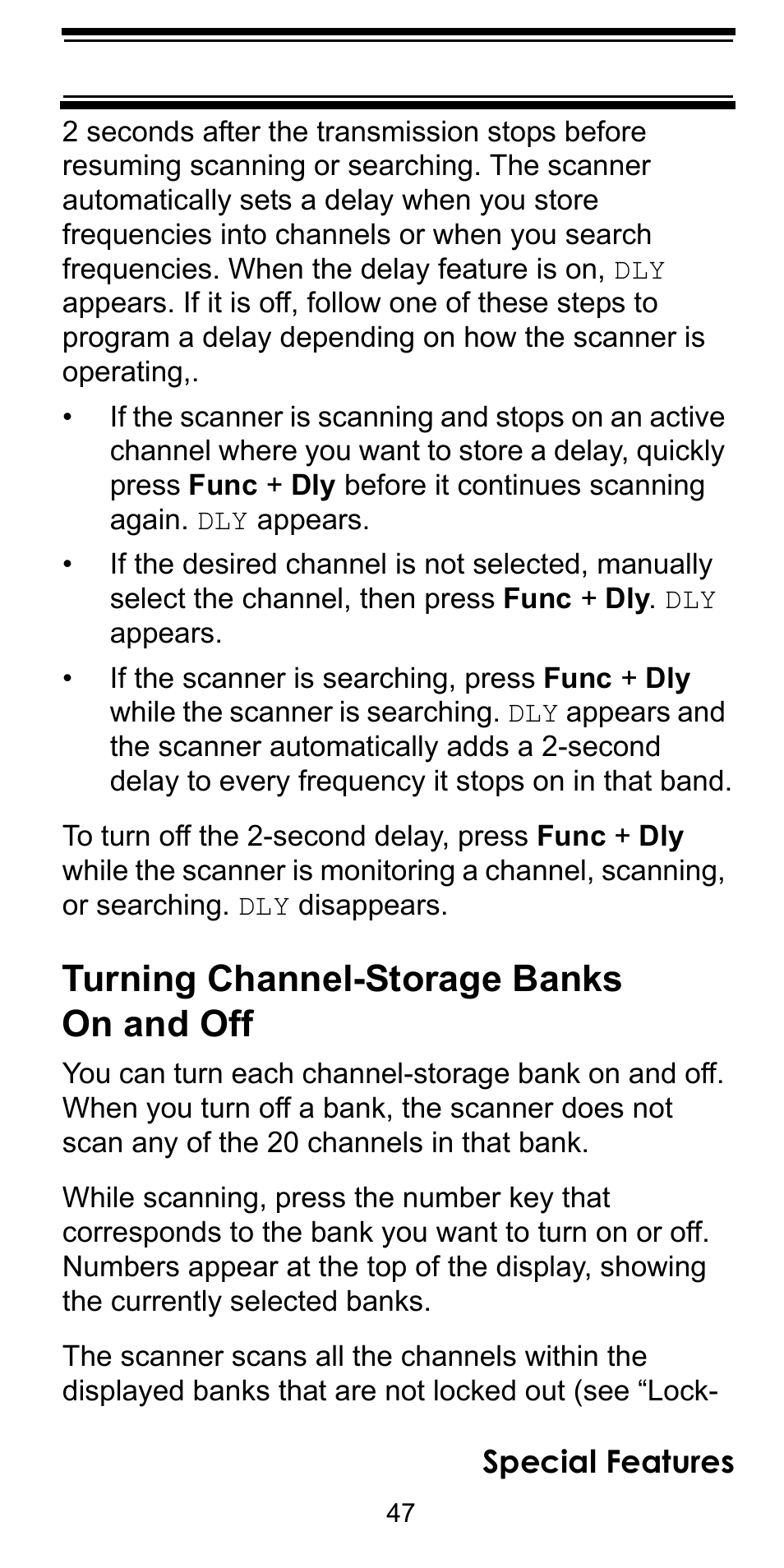 Turning channel-storage banks on and off | Uniden BC92XLT User Manual | Page 47 / 64