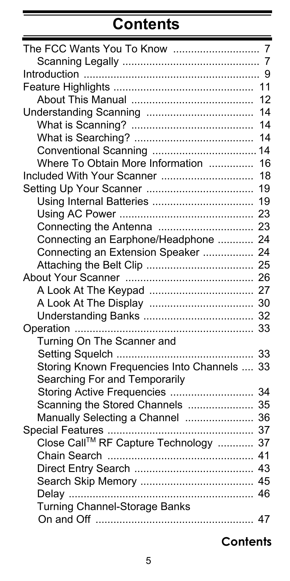 Uniden BC92XLT User Manual | Page 5 / 64
