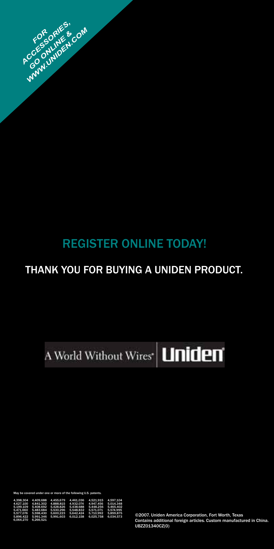 Register online today | Uniden BC92XLT User Manual | Page 64 / 64