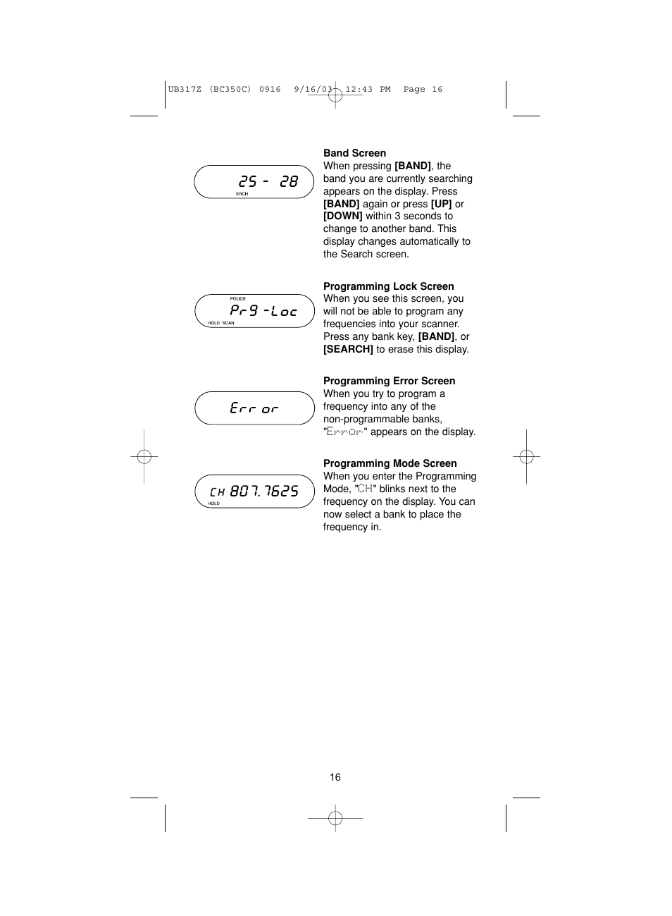 Uniden BC350C User Manual | Page 20 / 40