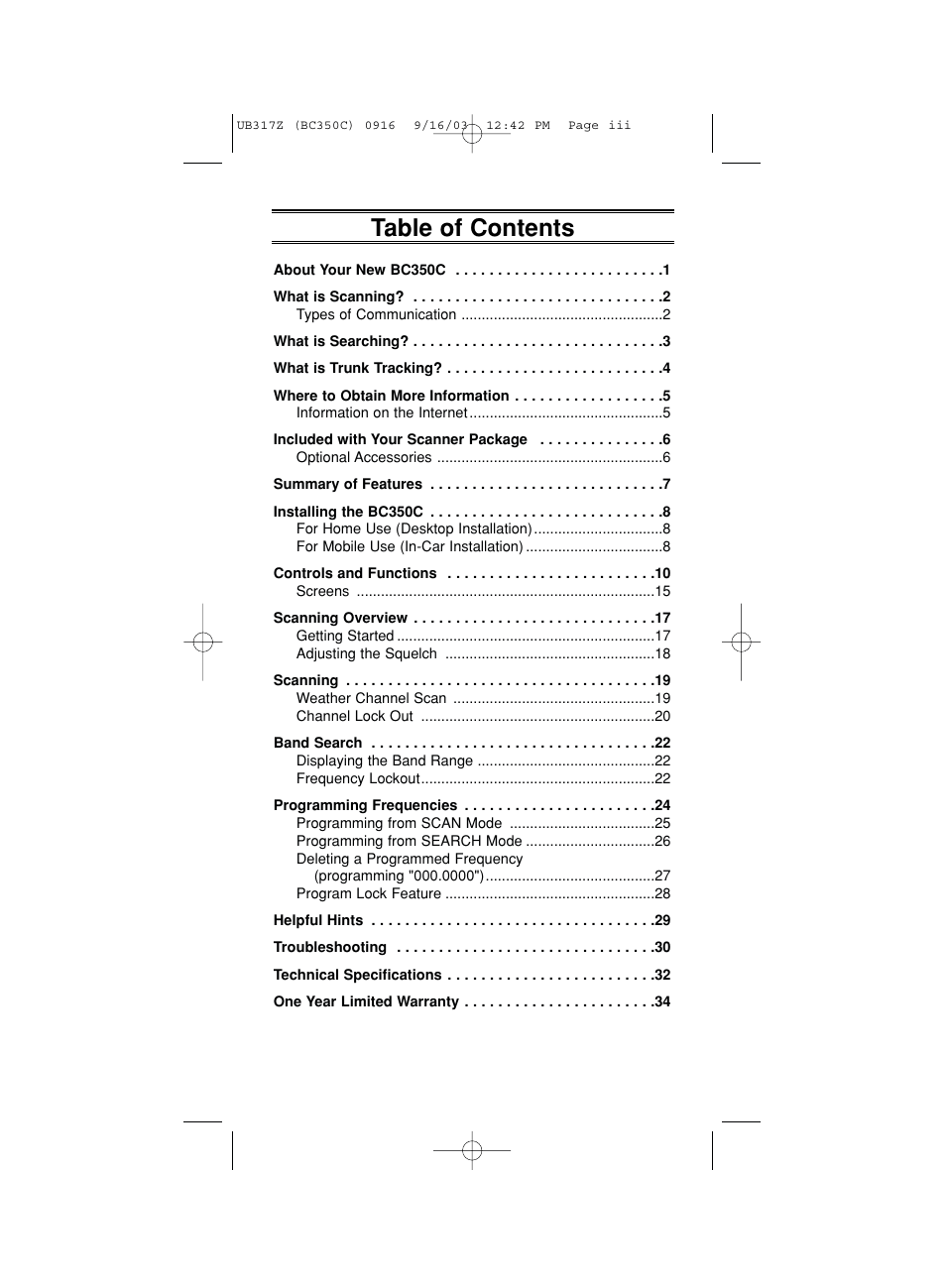 Uniden BC350C User Manual | Page 3 / 40