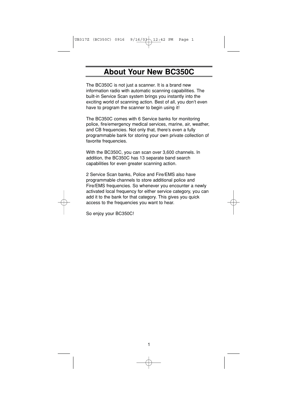About your new bc350c | Uniden BC350C User Manual | Page 5 / 40