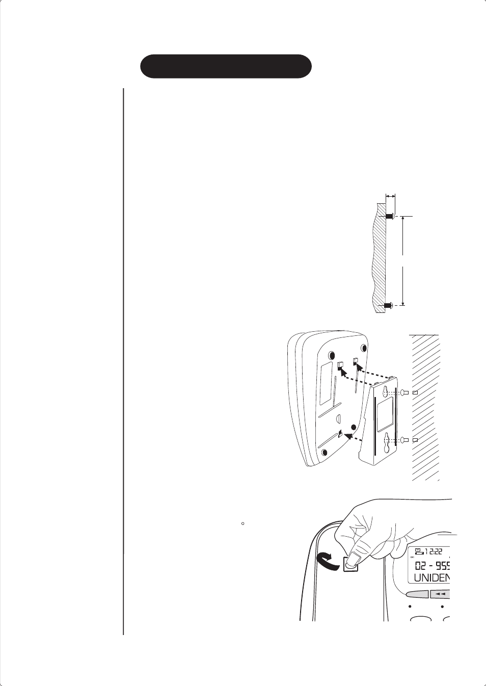 Wall installation, Wall mounting | Uniden FP 107 User Manual | Page 9 / 28