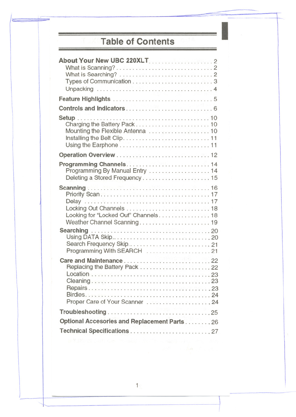 Uniden UBC220XLT User Manual | Page 3 / 30