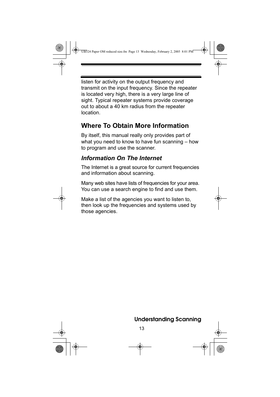 Where to obtain more information | Uniden UBC92XLT User Manual | Page 13 / 52