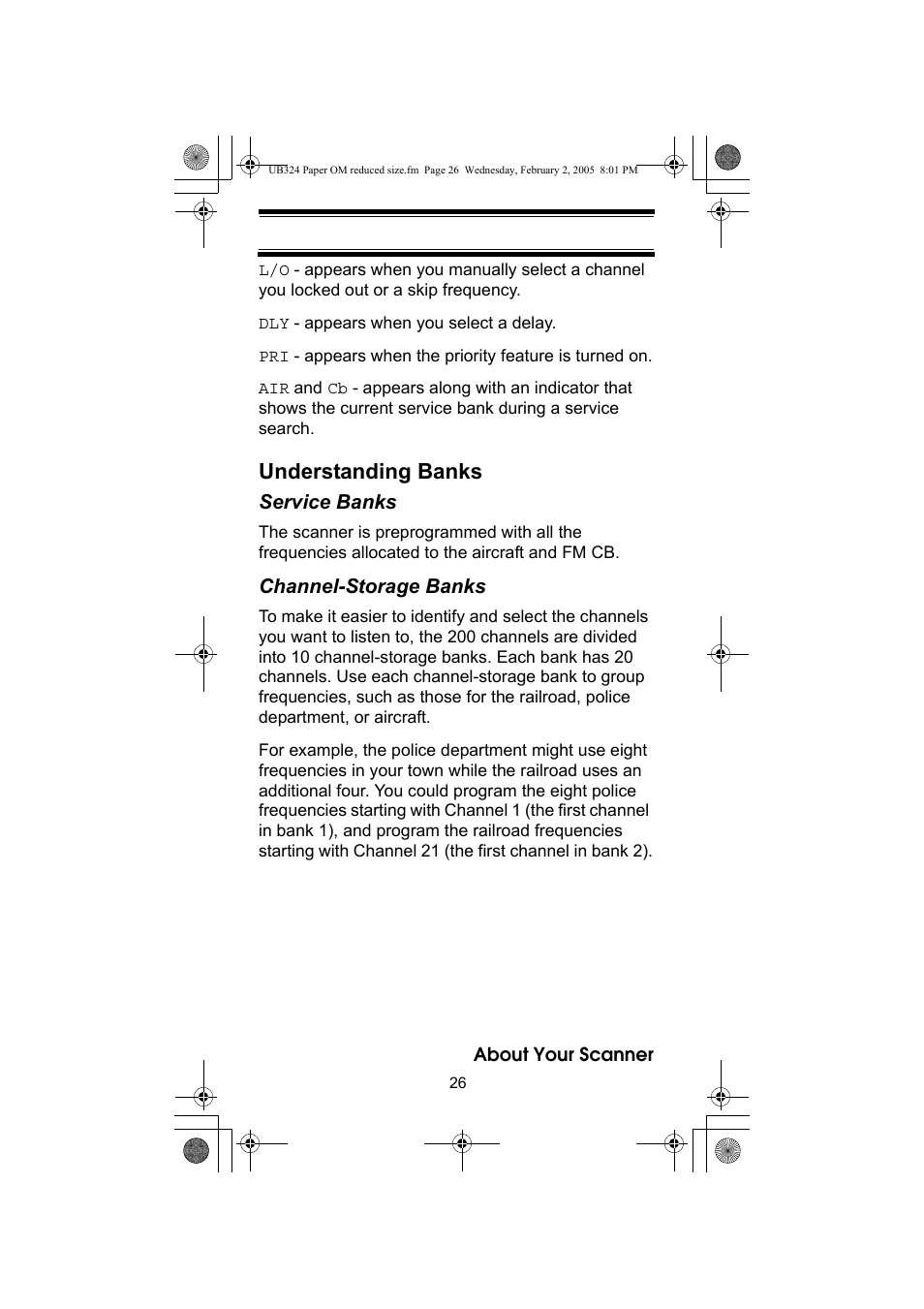Understanding banks | Uniden UBC92XLT User Manual | Page 26 / 52