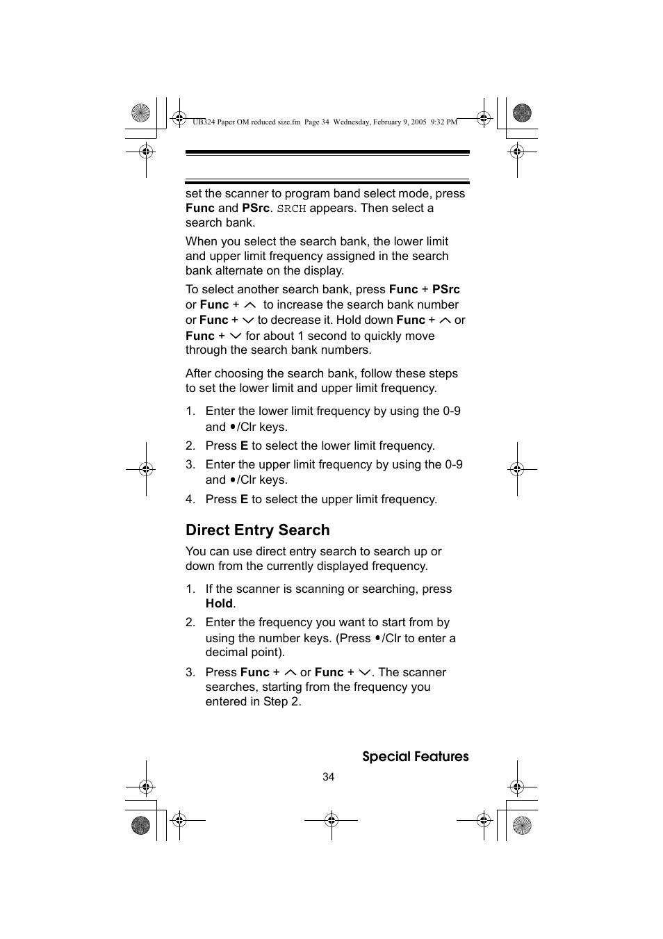 Direct entry search | Uniden UBC92XLT User Manual | Page 34 / 52