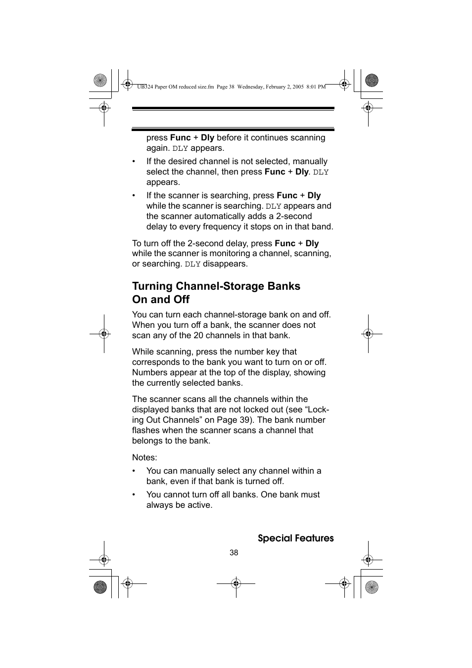 Turning channel-storage banks on and off | Uniden UBC92XLT User Manual | Page 38 / 52