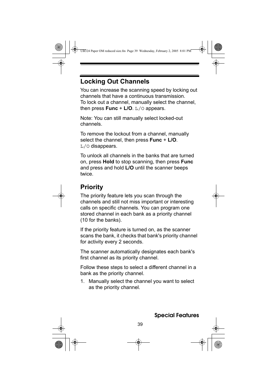 Locking out channels, Priority | Uniden UBC92XLT User Manual | Page 39 / 52