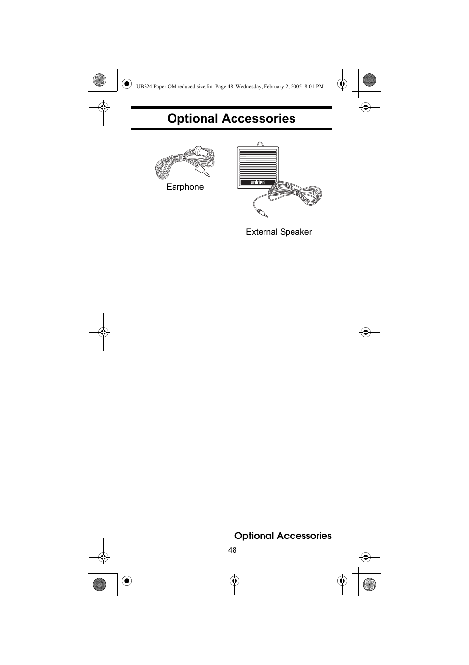 Optional accessories | Uniden UBC92XLT User Manual | Page 48 / 52