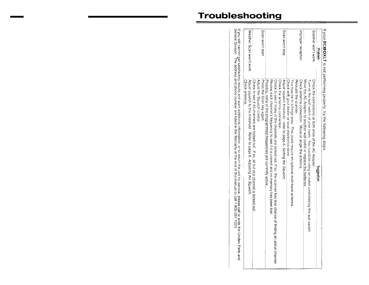 Precautions | Uniden BC80xlt User Manual | Page 29 / 32