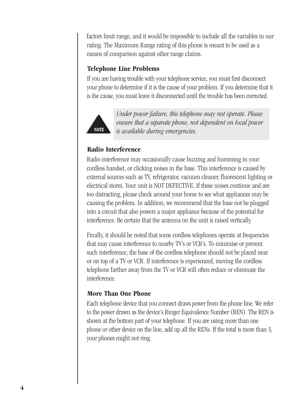 Telephone line problems, Radio interference, More than one phone | Uniden DS73 User Manual | Page 8 / 36