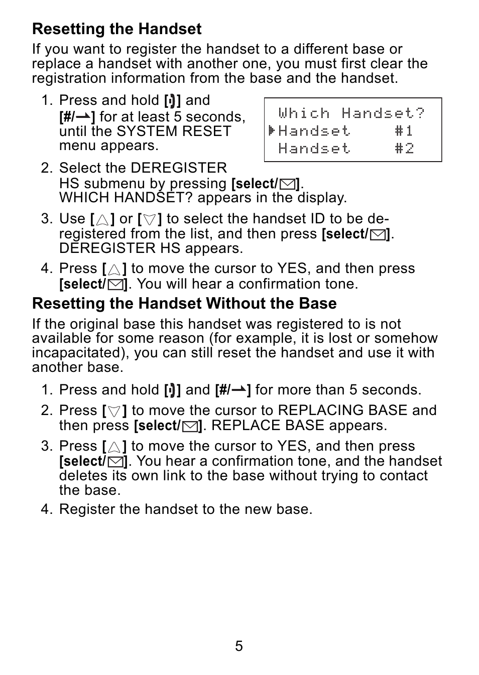 Resetting the handset, Resetting the handset without the base | Uniden DCX730 Series User Manual | Page 6 / 20